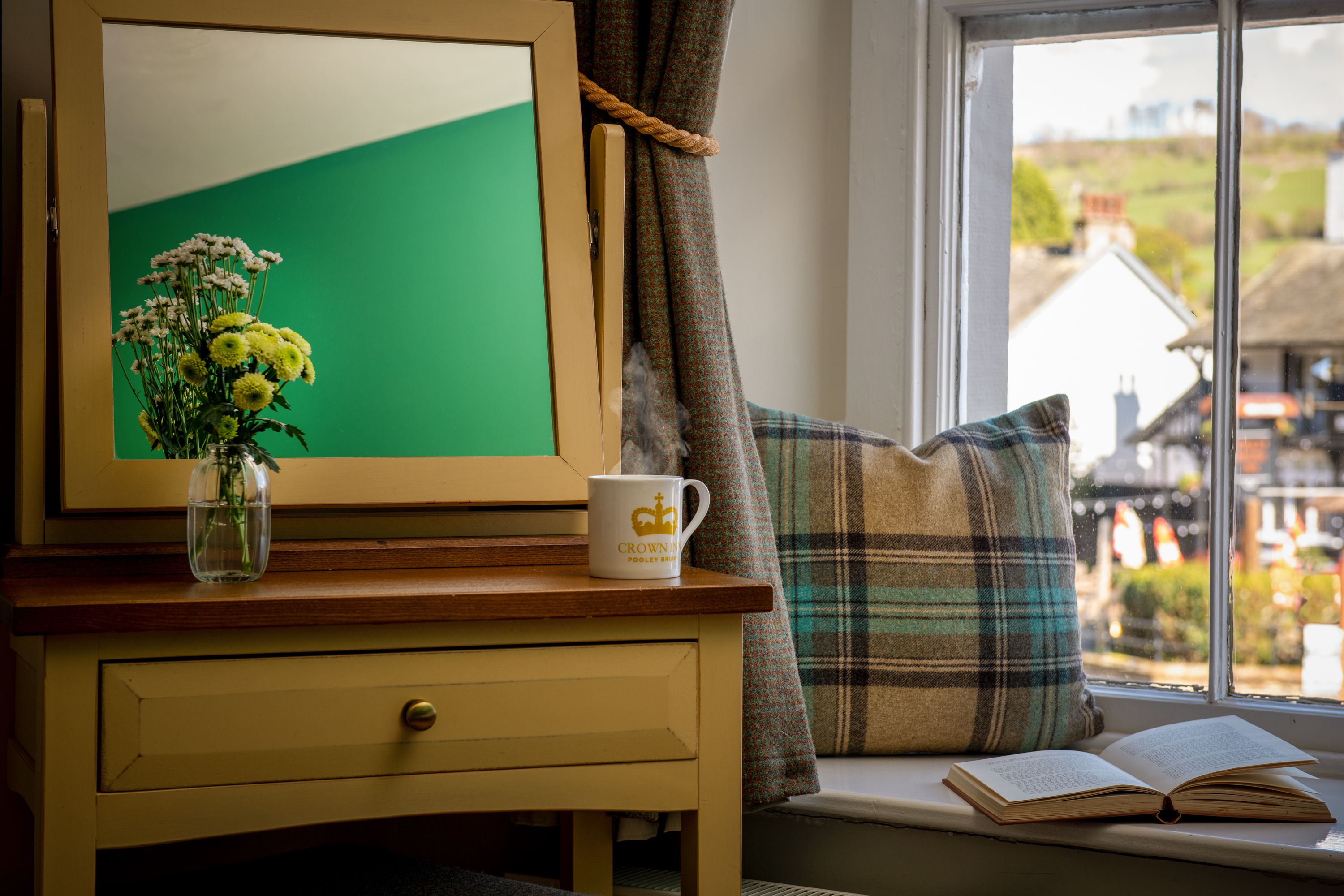 bedroom with views over village