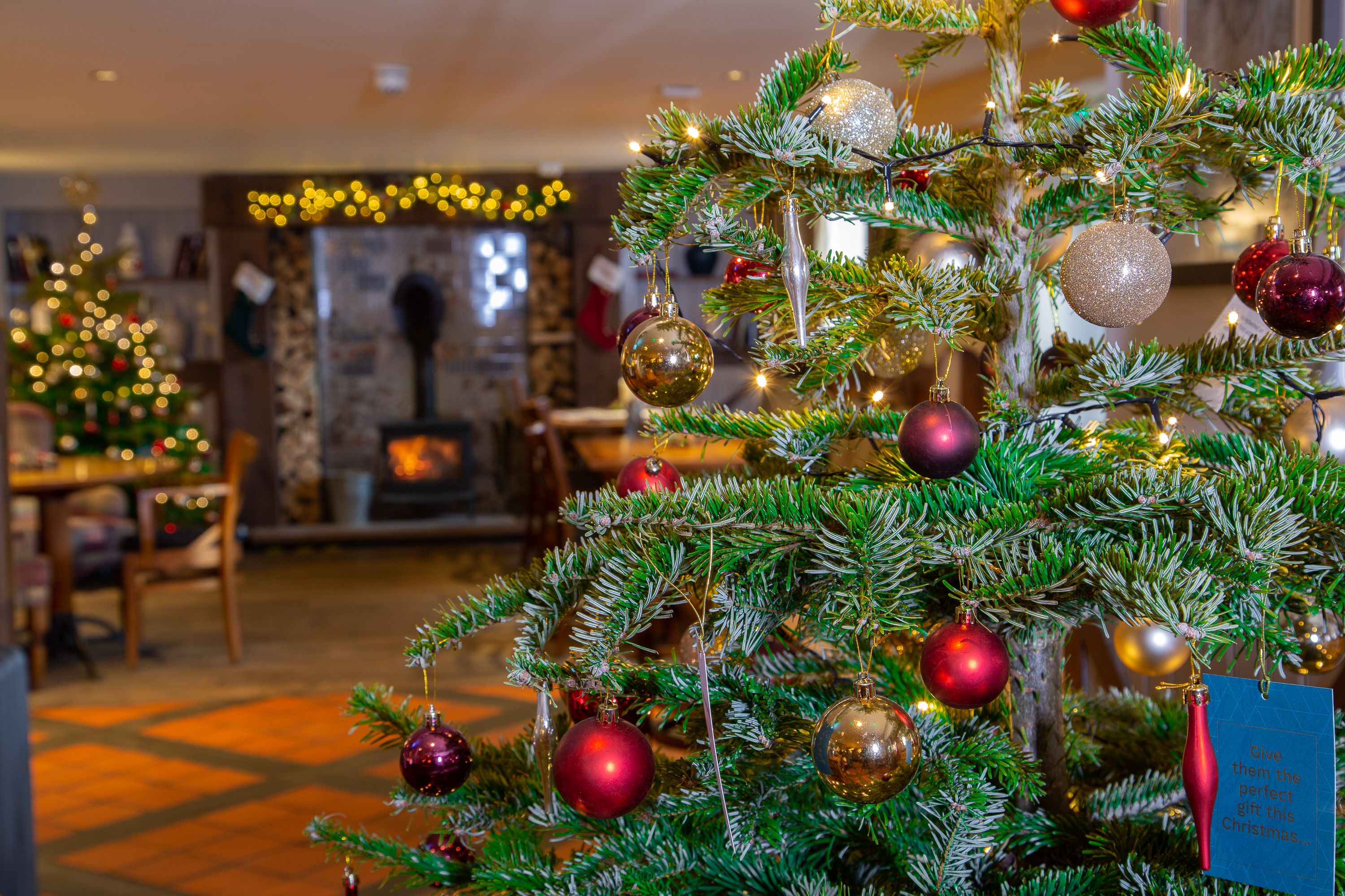 christmas tree in bar area